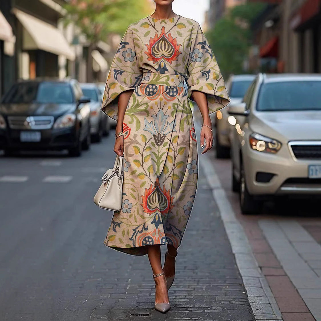Carola | Stylish Batwing Sleeve Long Dress