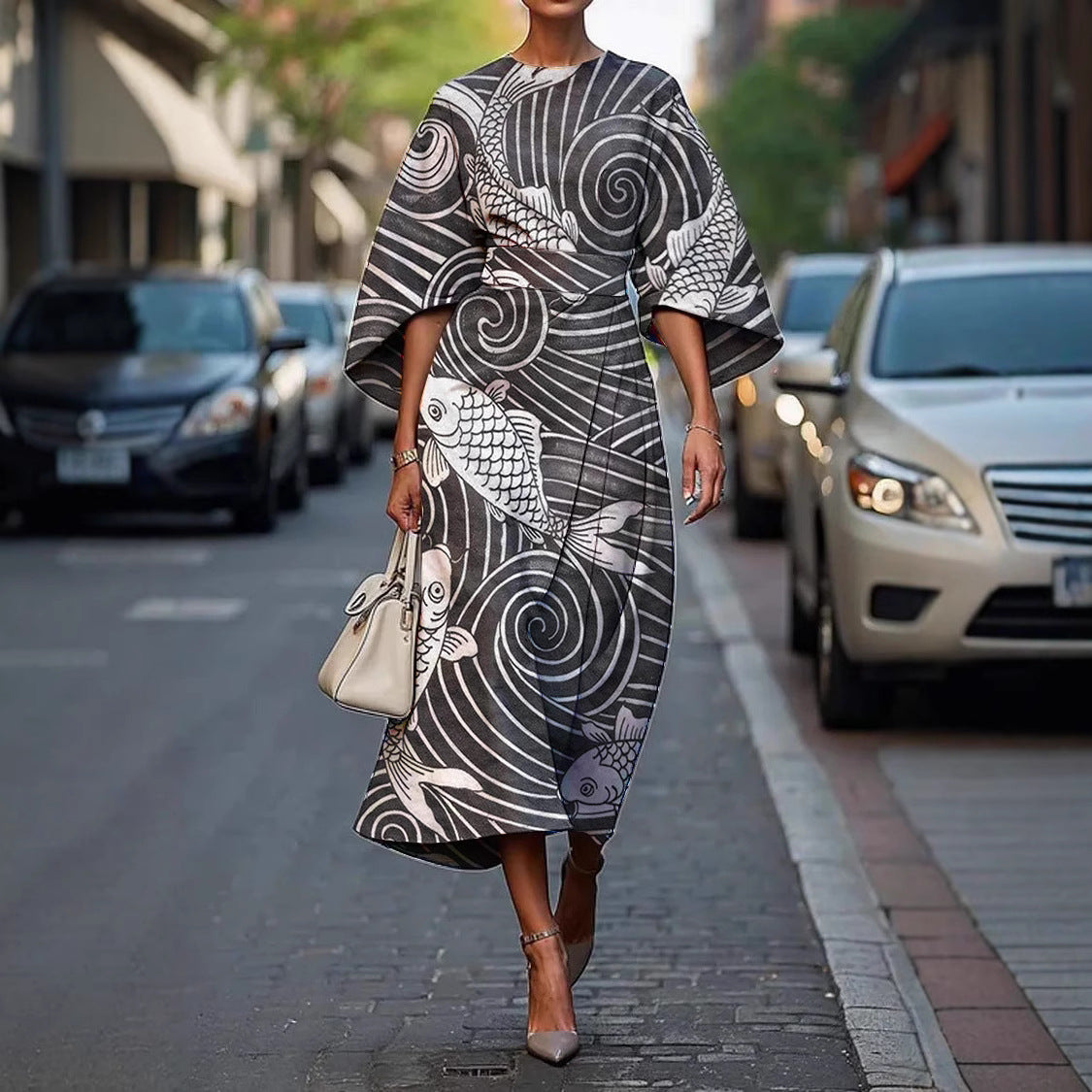 Carola | Stylish Batwing Sleeve Long Dress