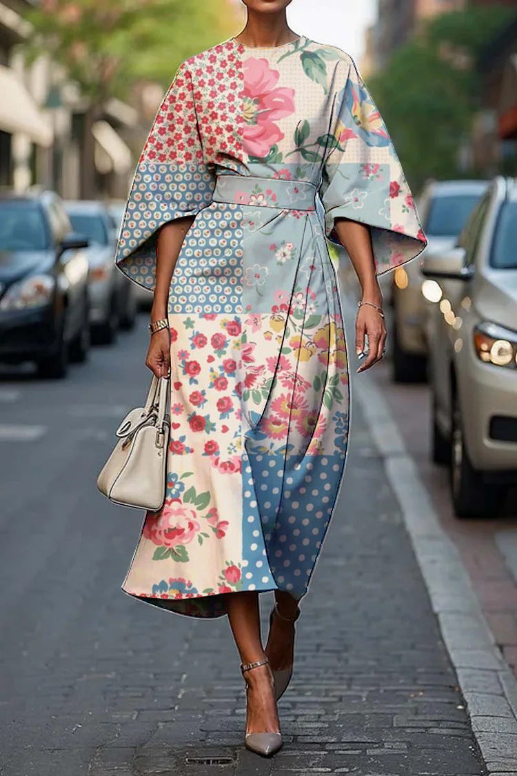 Carola | Stylish Batwing Sleeve Long Dress