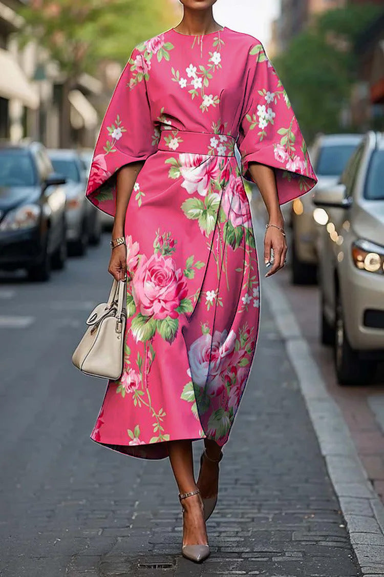 Carola | Stylish Batwing Sleeve Long Dress