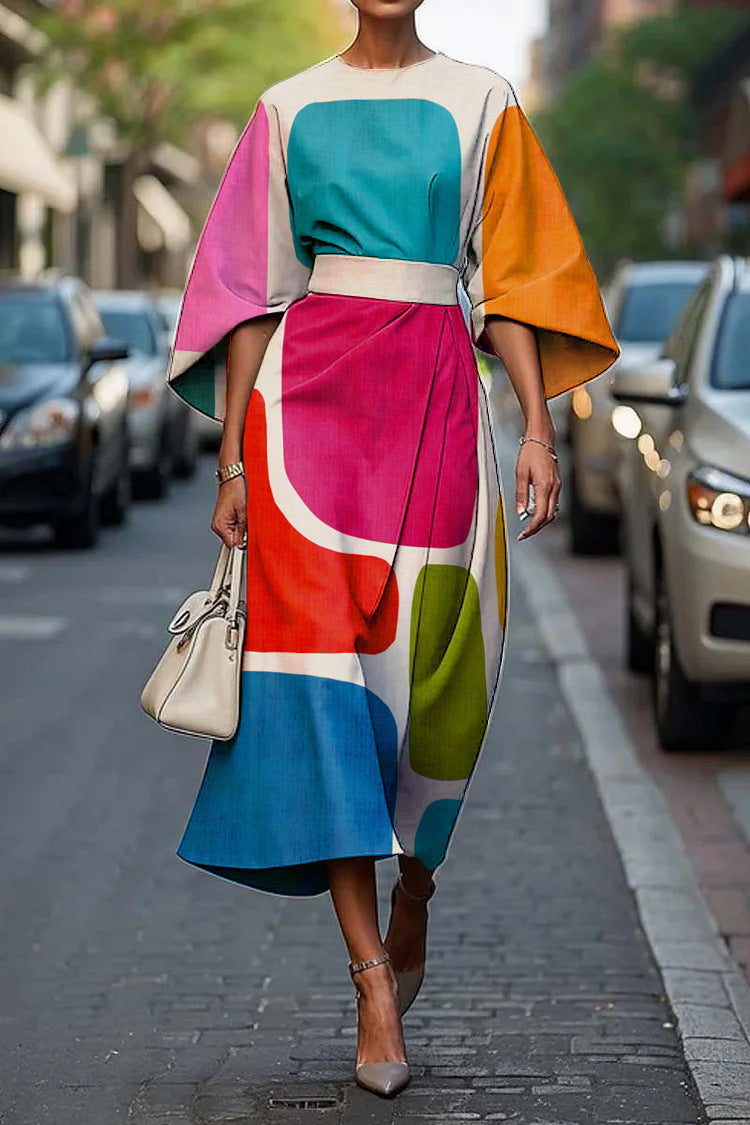 Carola | Stylish Batwing Sleeve Long Dress