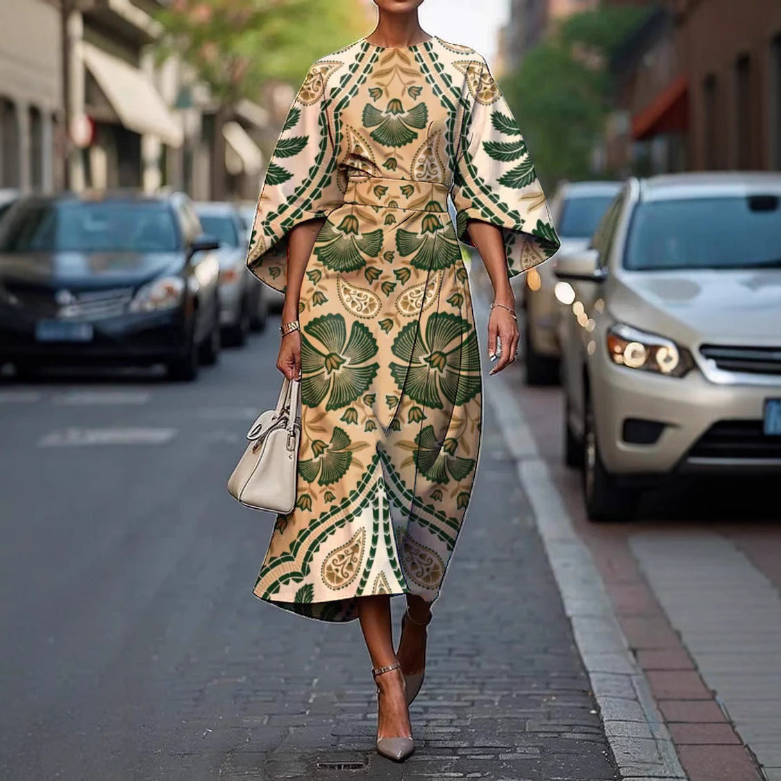 Carola | Stylish Batwing Sleeve Long Dress