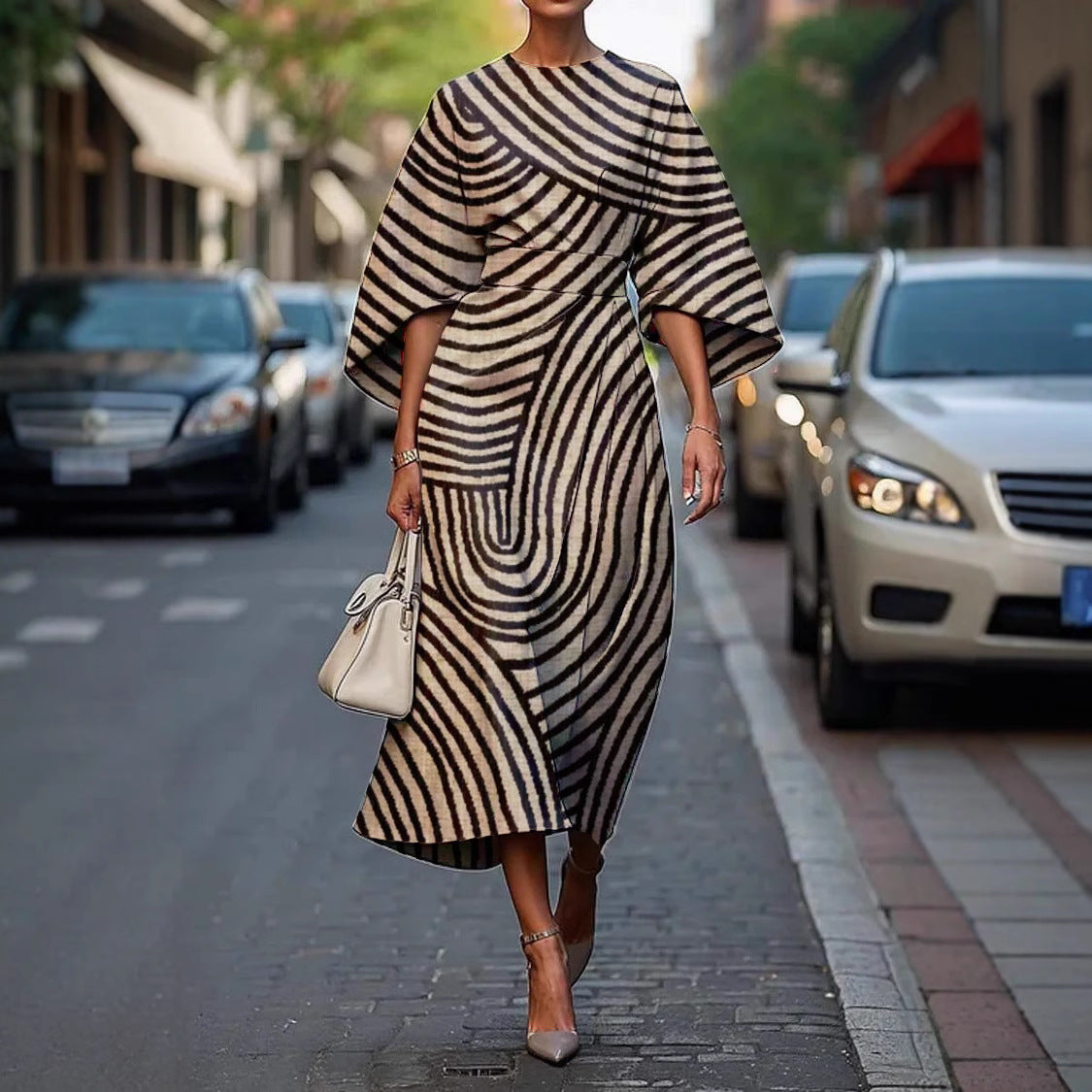 Carola | Stylish Batwing Sleeve Long Dress