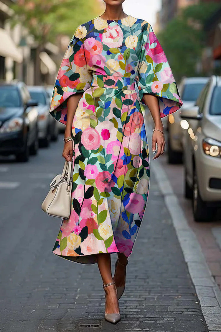 Carola | Stylish Batwing Sleeve Long Dress