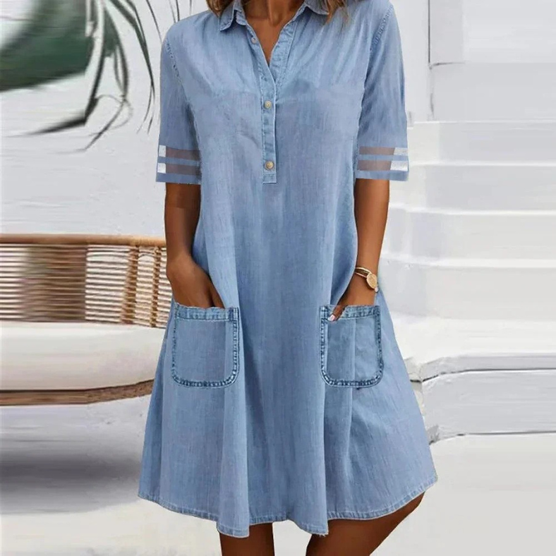JILL | Denim Mini Dress with Side Pockets