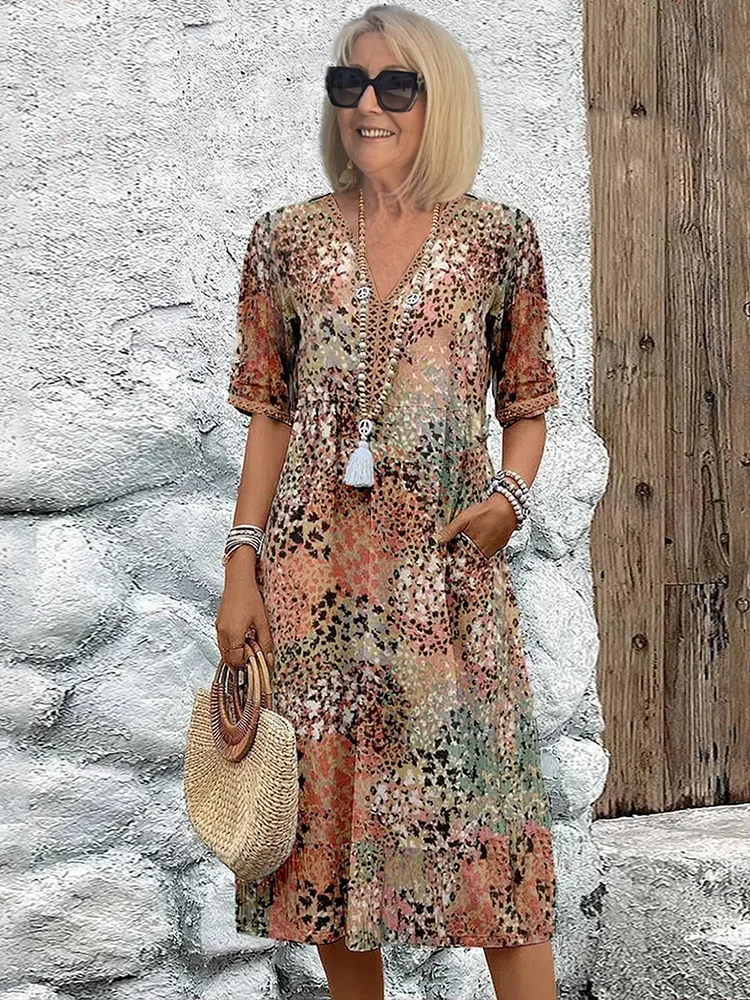 Samantha™ | Elegant Floral Midi Dress