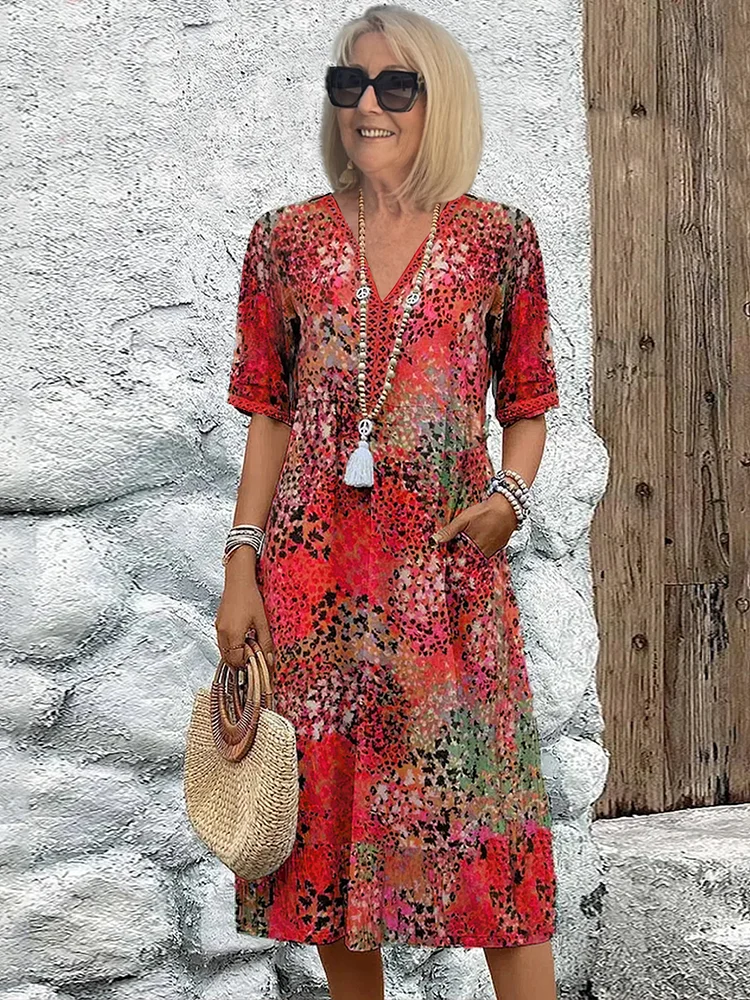 Samantha™ | Elegant Floral Midi Dress