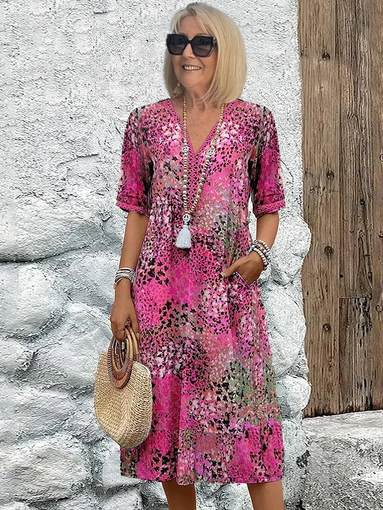 Samantha™ | Elegant Floral Midi Dress