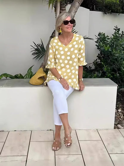 LUCIENNE® STYLISH V-NECK BLOUSE