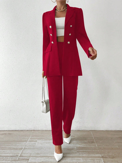 Talia - Collar Button-Down Jacket Trousers Set
