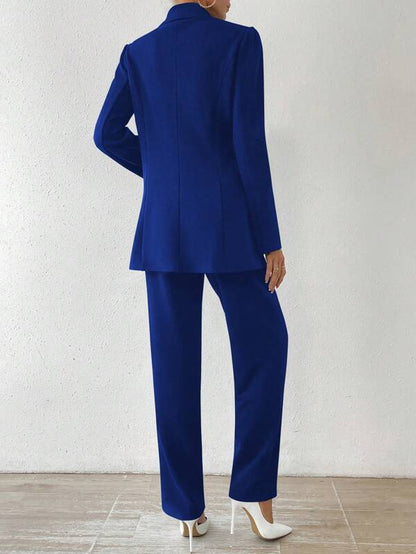 Talia - Collar Button-Down Jacket Trousers Set