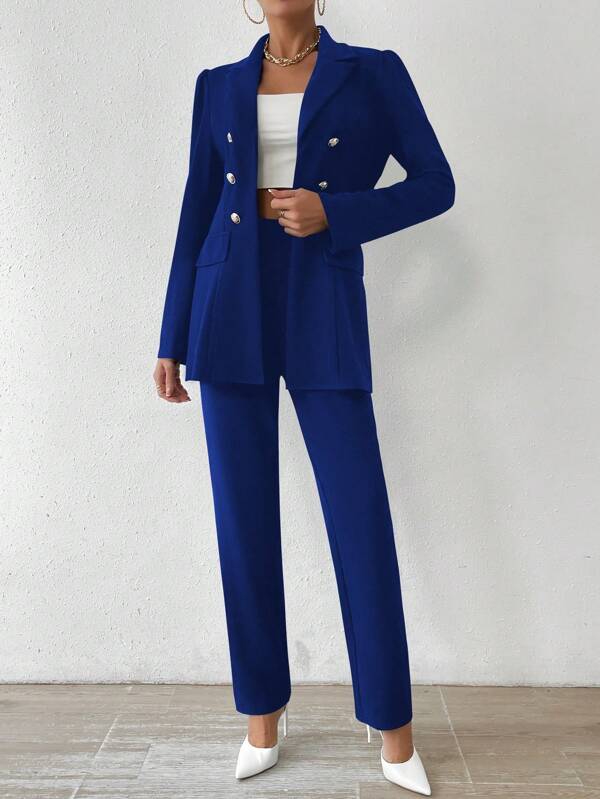 Talia - Collar Button-Down Jacket Trousers Set