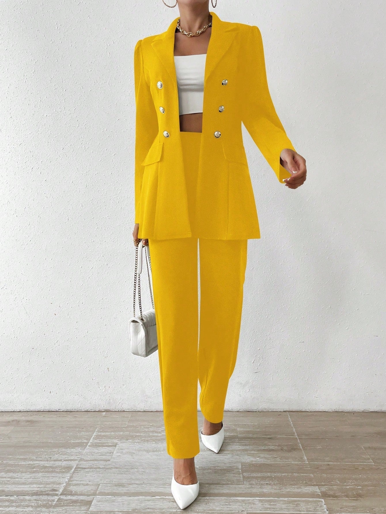 Talia - Collar Button-Down Jacket Trousers Set