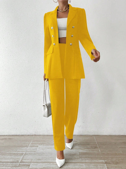Talia - Collar Button-Down Jacket Trousers Set