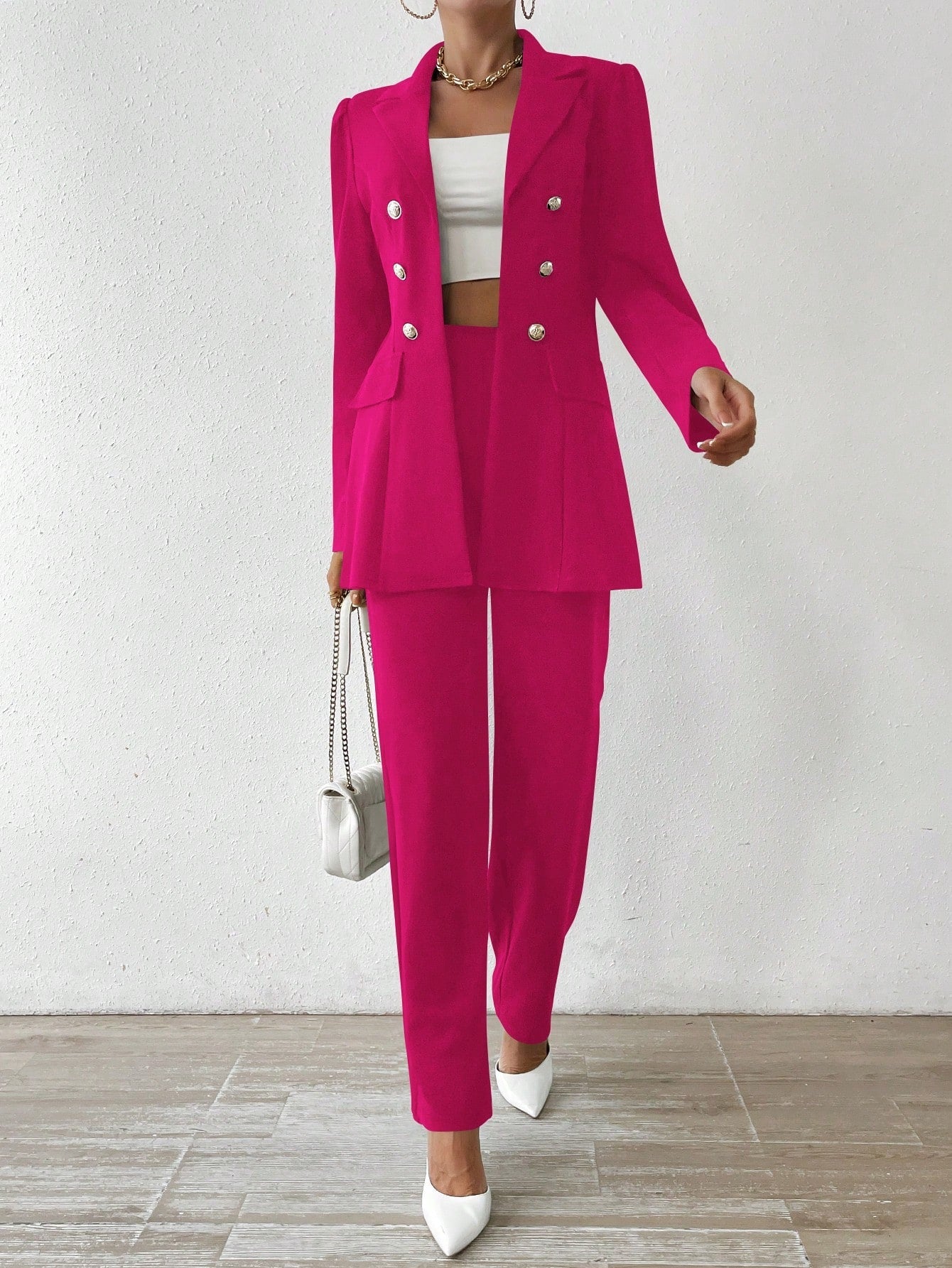 Talia - Collar Button-Down Jacket Trousers Set