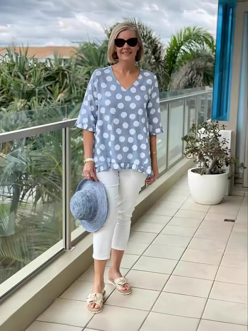 LUCIENNE® STYLISH V-NECK BLOUSE