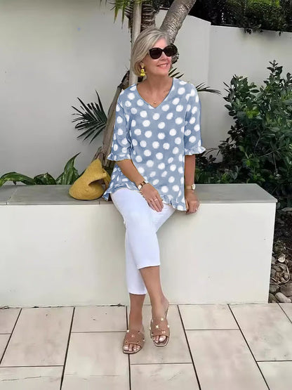 LUCIENNE® STYLISH V-NECK BLOUSE