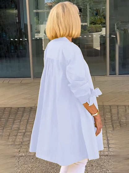 Elliora - Gathered Back Cotton Shirt Jacket