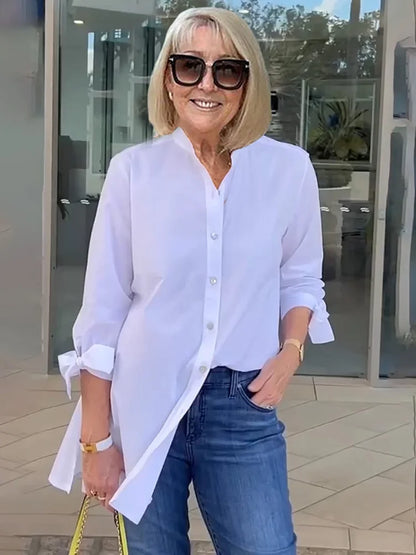 Elliora - Gathered Back Cotton Shirt Jacket