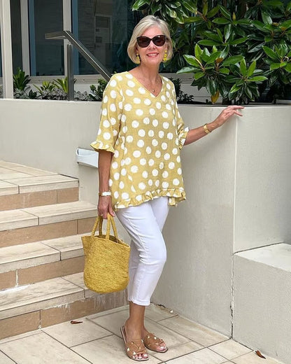 LUCIENNE® STYLISH V-NECK BLOUSE