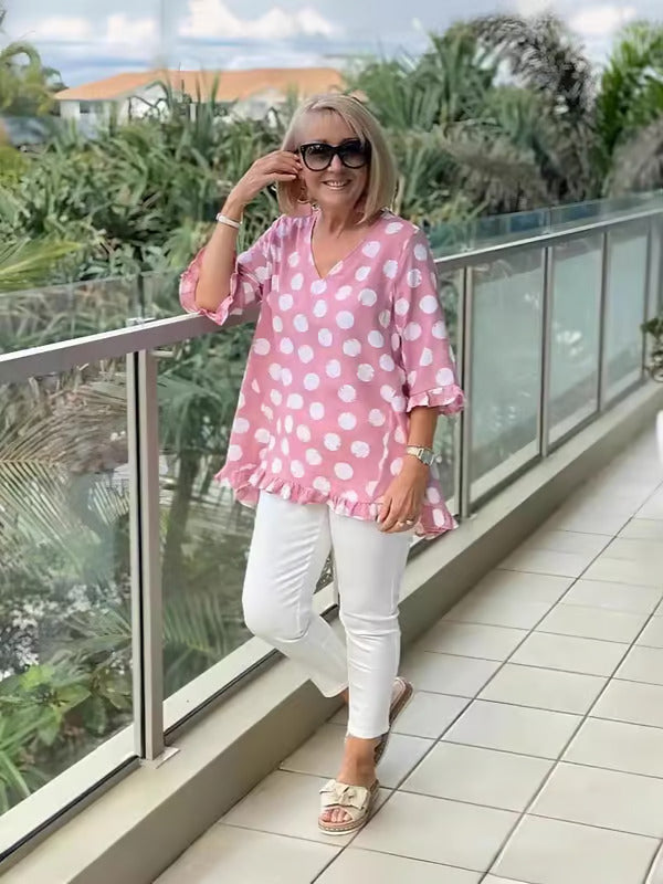 LUCIENNE® STYLISH V-NECK BLOUSE