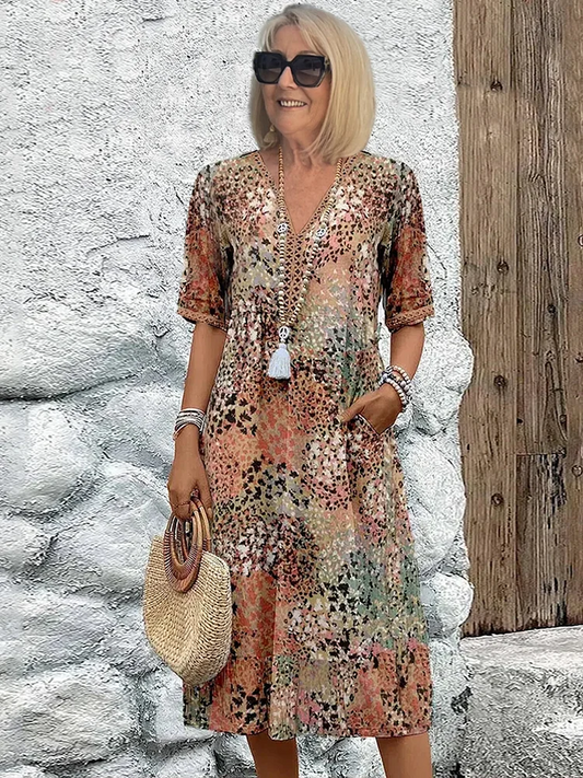 Samantha™ | Elegant Floral Midi Dress